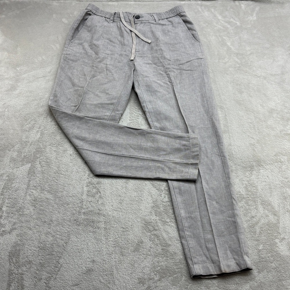 Banana Republic Linen Cotton Pants Women 31 Grey Slim Fit Coastal Chic Trouser